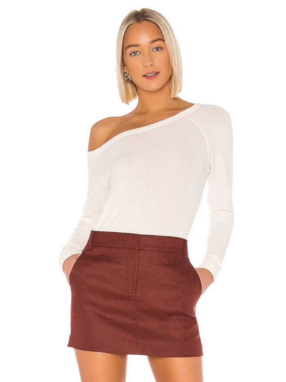 Enza Costa Peached Off Shoulder Knit Stretch Top